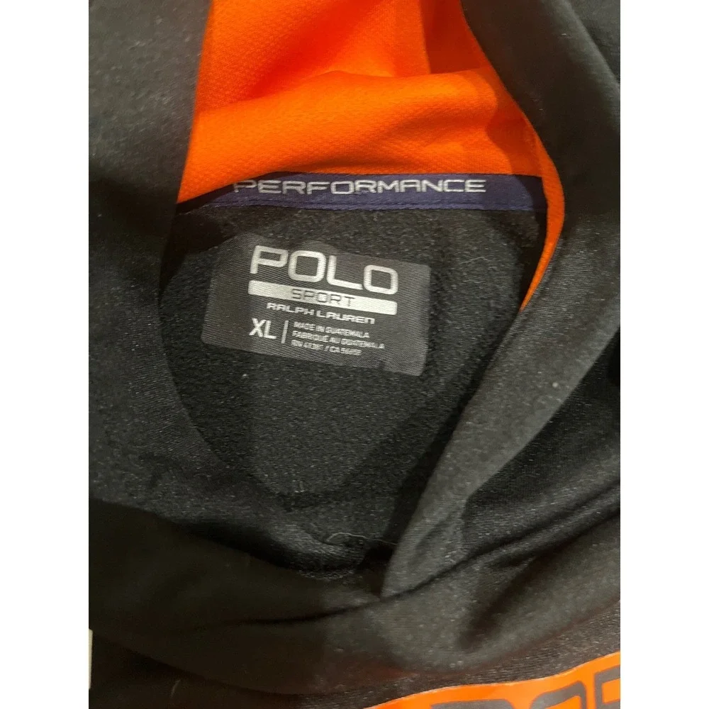 Polo‎ Sport Ralph Lauren Kids XL Black Orange Performance Hoodie Sweatshirt